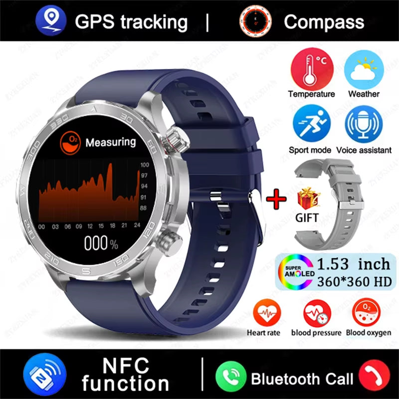 2025 New GPS Bluetooth Call Smart Watch Men AMOLED HD Screen Heart Rate NFC IP68 Waterproof Sports Smart Watch for Android Ios