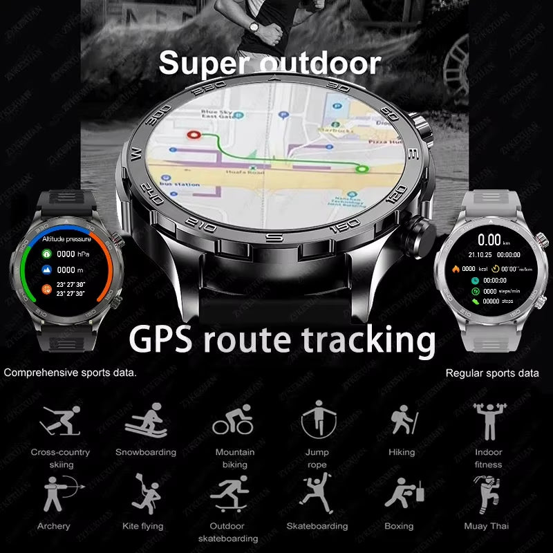 2025 New GPS Bluetooth Call Smart Watch Men AMOLED HD Screen Heart Rate NFC IP68 Waterproof Sports Smart Watch for Android Ios